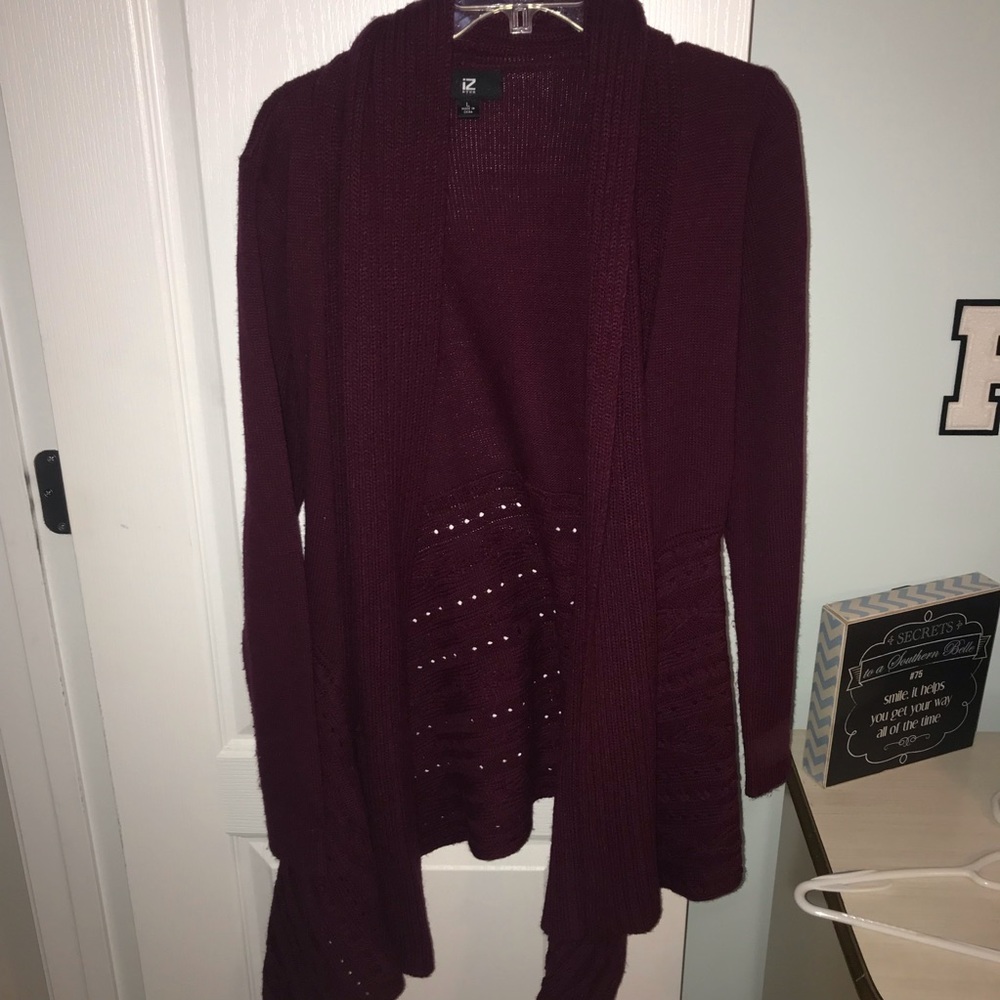 maroon cardigan